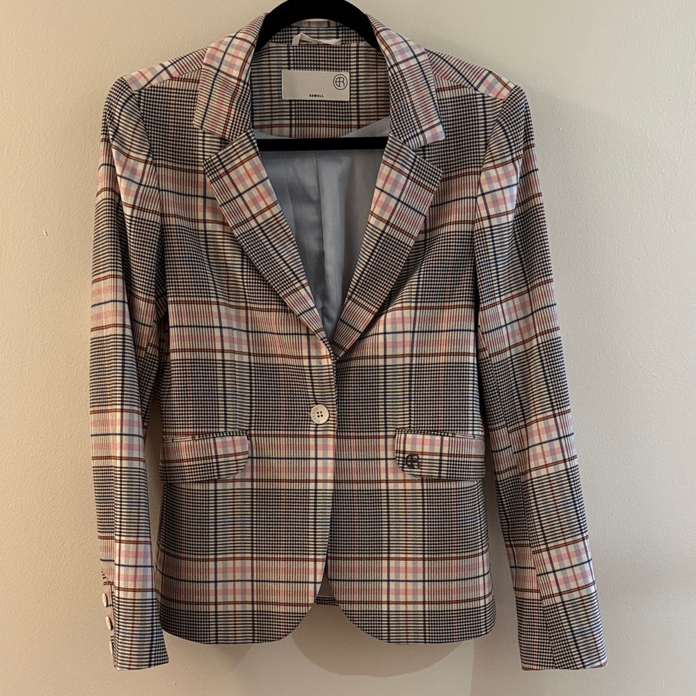 Elias Rumelis LauraChecked Blazer Jacket in Pink & Black - Women's Tailored Coat